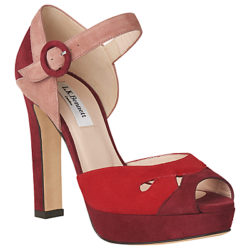 L.K. Bennett Eli Block Heeled Sandals Roca Red